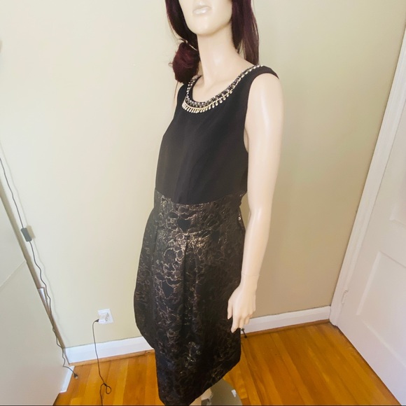 Size 20 | Black and Gold Jeweled Cocktail Dress - Picture 4 of 12